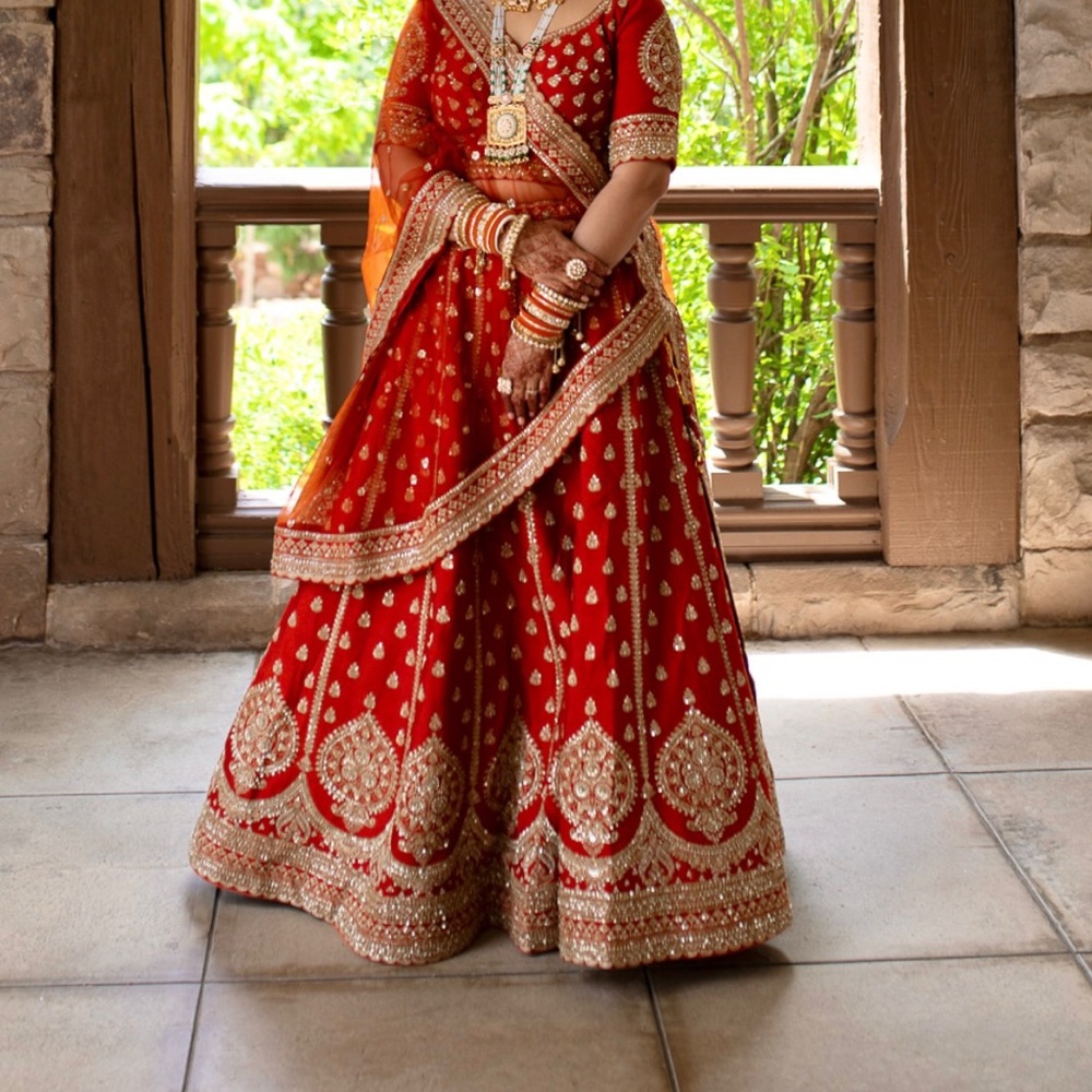 Terracotta color bridal Lehenga